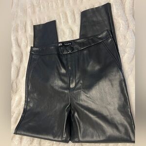Zara High Waist Black Faux Leggings